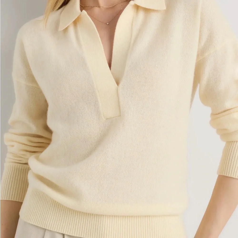 Women's Butter Yellow Quince Cashmere-Blend Sweater New with Tags - Picture 1 of 3